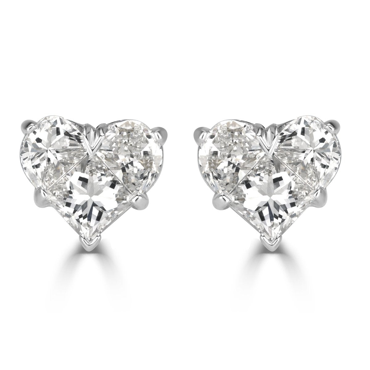 Heart Shaped Diamond Stud Earrings