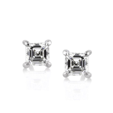 Asscher Cut Diamond Stud Earrings