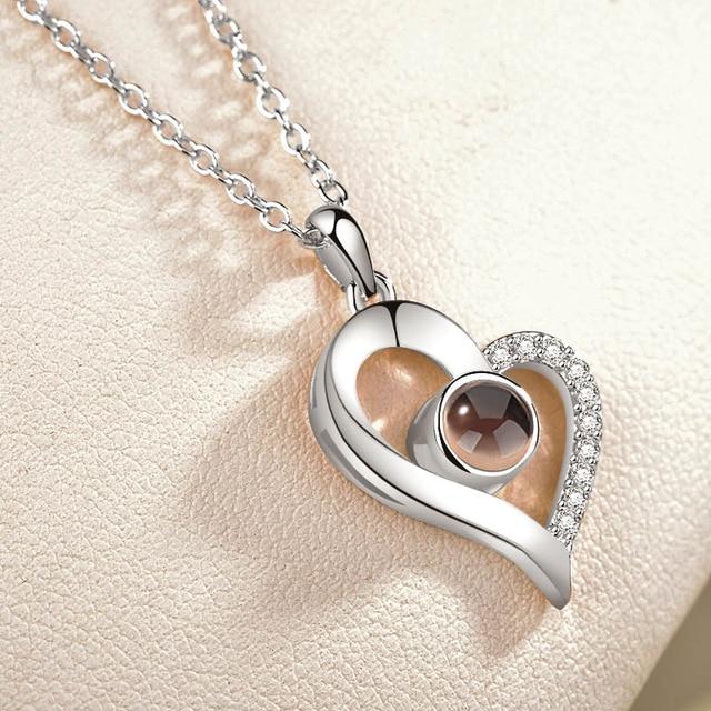 Love Projection Heart Necklace (I Love You in 100 Languages)