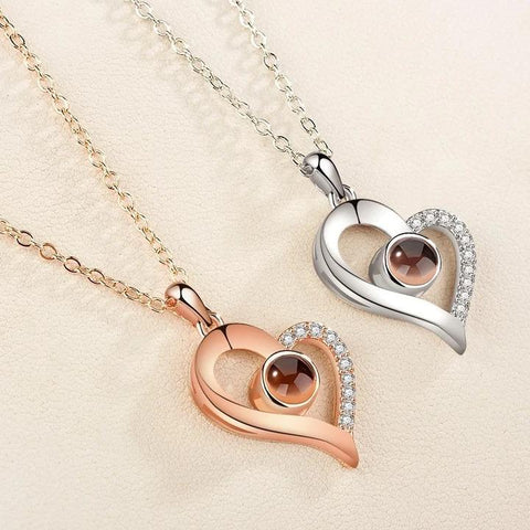 Love Projection Heart Necklace (I Love You in 100 Languages)