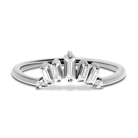 Emerald-shape White Diamond Wedding Ring