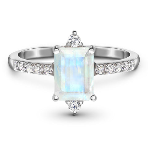Emerald-shape White Diamond Engagement Ring