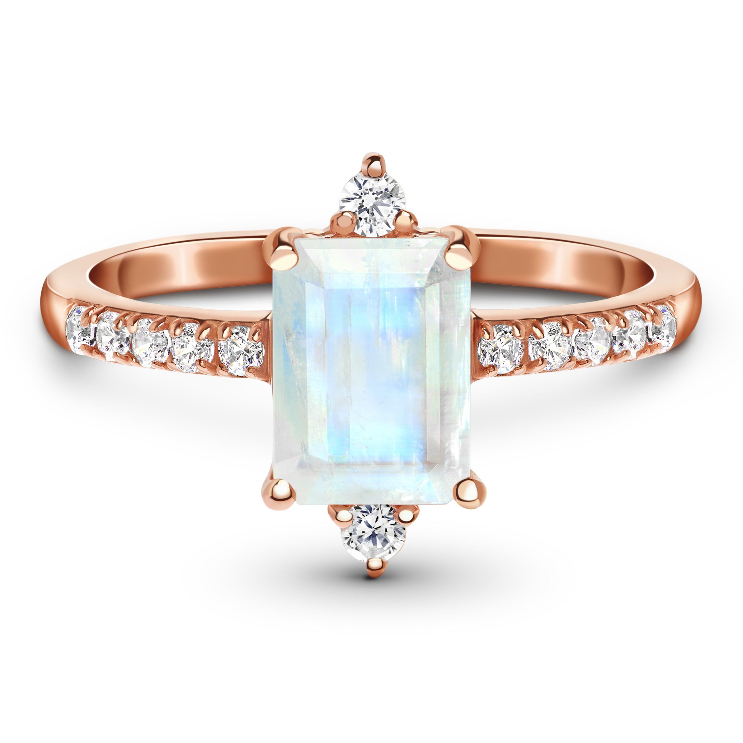 Emerald-shape White Diamond Engagement Ring