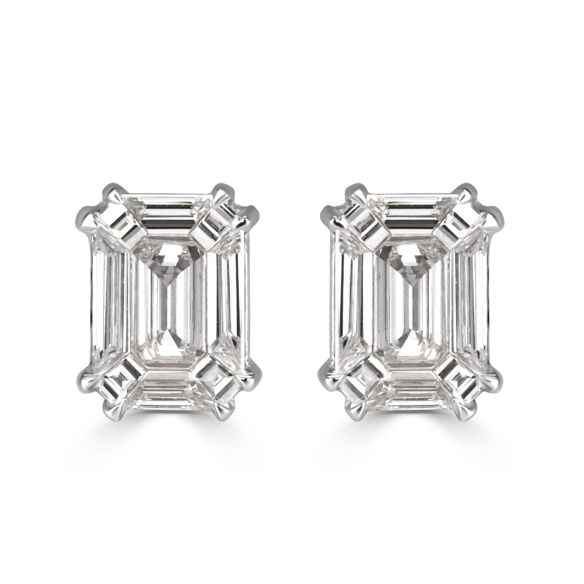 Emerald Cut Diamond Stud Earrings