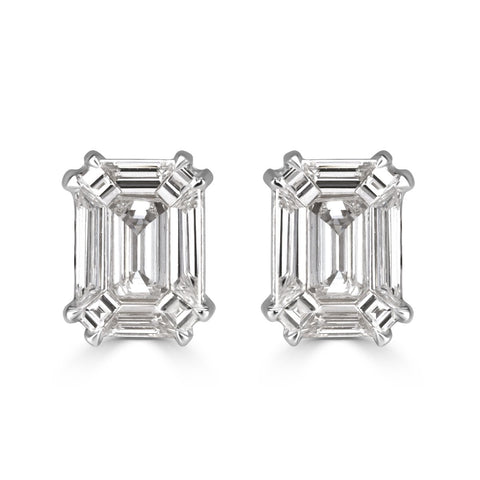 Emerald Cut Diamond Stud Earrings