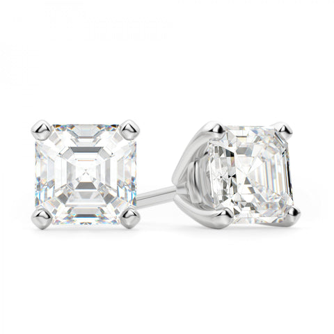 Step Cut Diamond Earrings