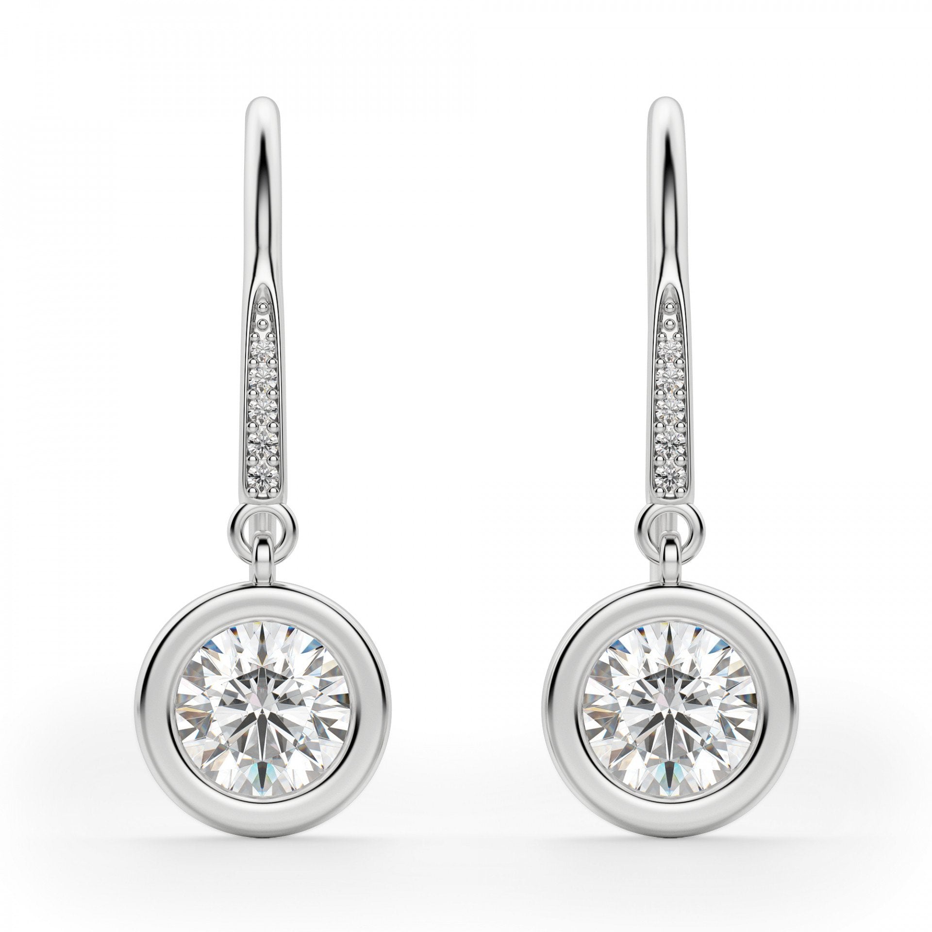 Round Cut  Diamond Drop Earrings