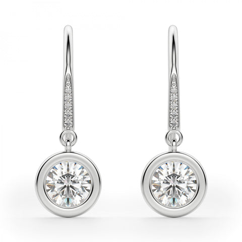 Round Cut  Diamond Drop Earrings