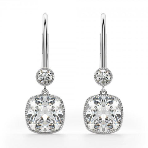 Asteria Cushion Cut Leverback Earrings