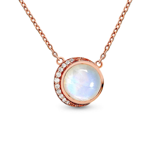 Round Shaped Diamond Moon Necklace