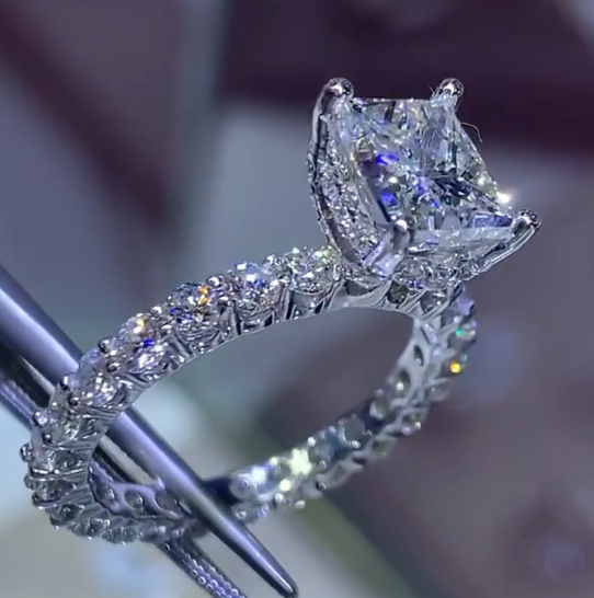 Cushion Cut CVD Diamond Engagement Promise Anniversary Ring