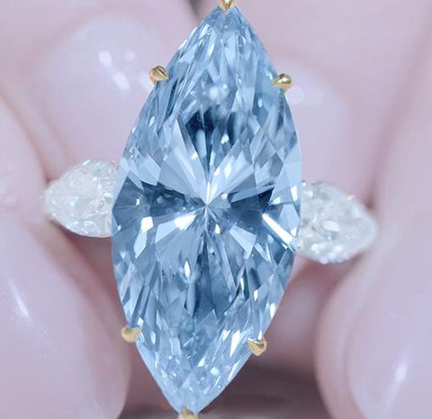 Marquise Cut Blue Diamond Engagement Ring
