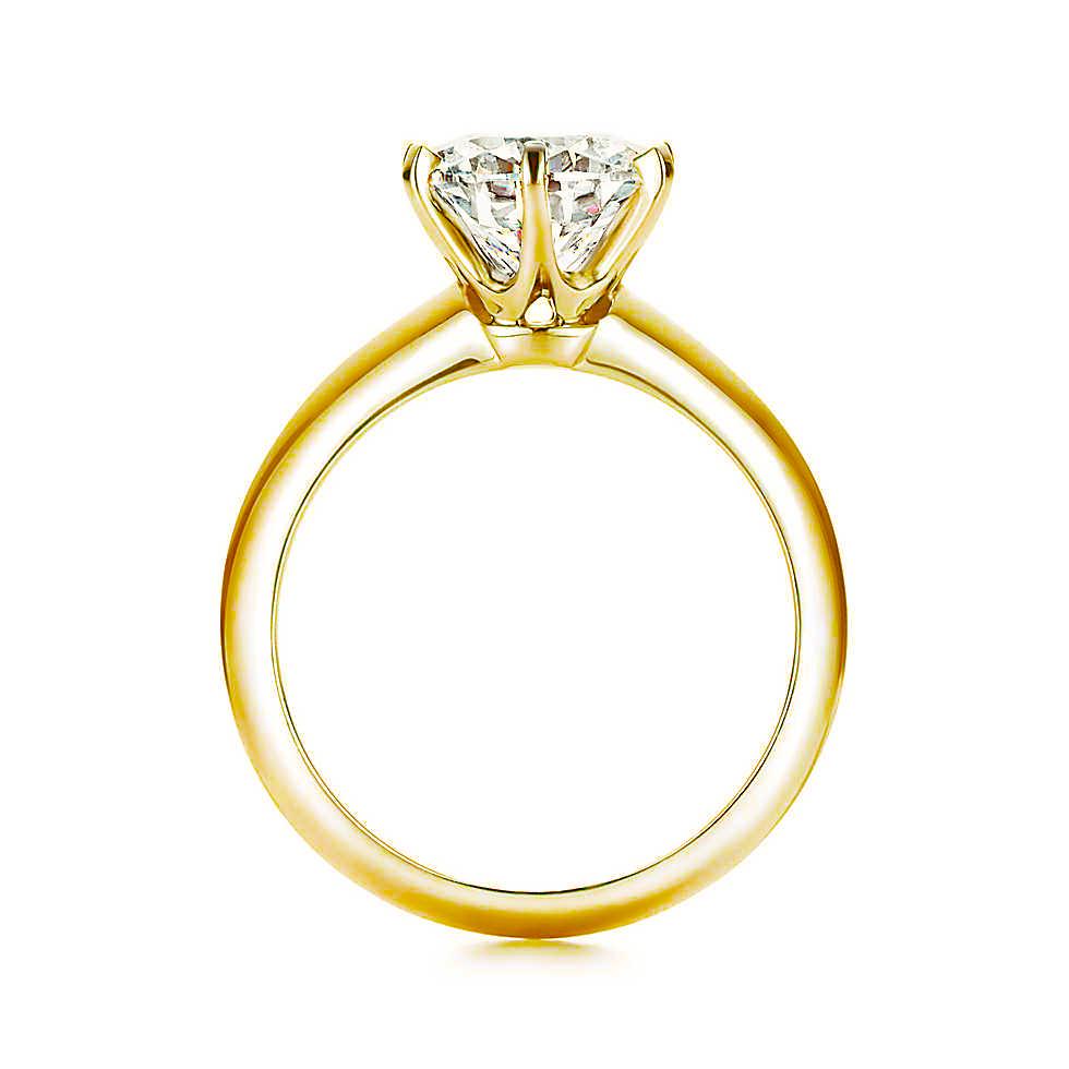 18K Yellow Gold  Six Prong Solitaire CVD Diamond Ring