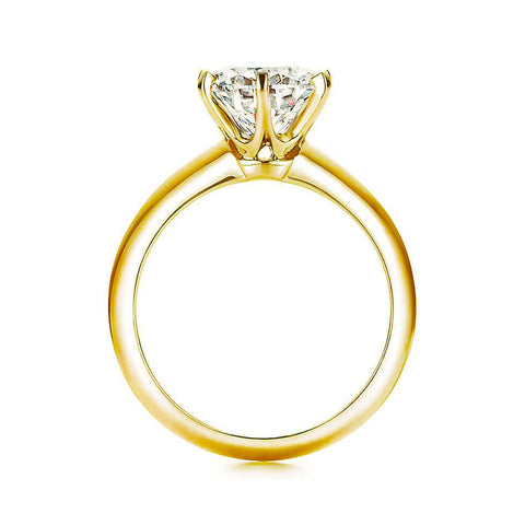 18K Yellow Gold  Six Prong Solitaire CVD Diamond Ring